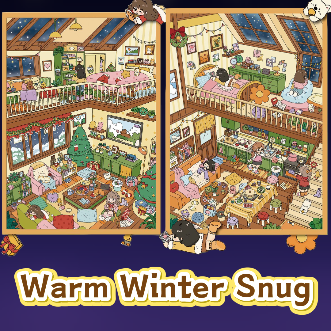 Warm Winter Snug 3D Layered Scene Sticker  | 2 Designs Included