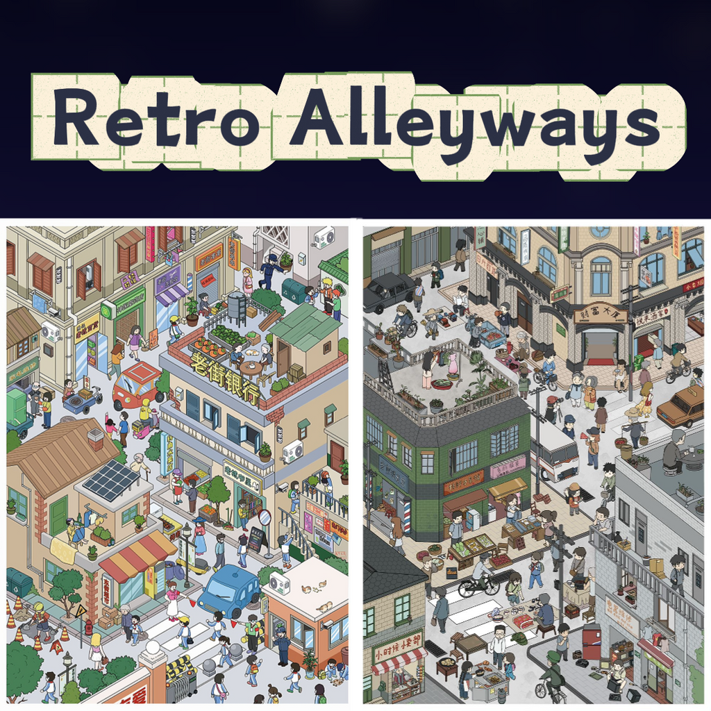 Retro Alleyways 3D Layered Scene Sticker | 2 Designs Included