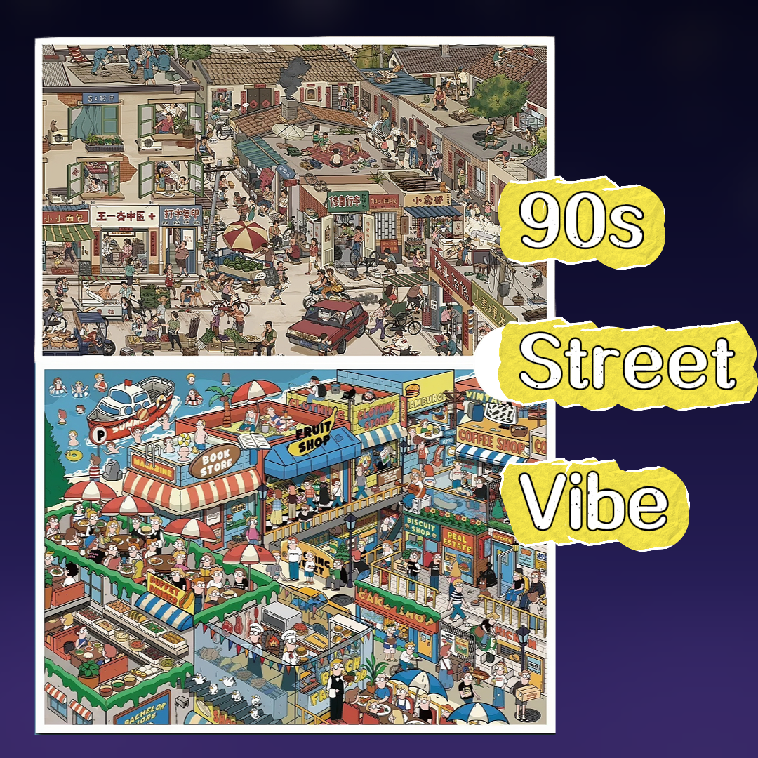 90s Street Vibe 3D Layered Scene Sticker | 2 Designs Included