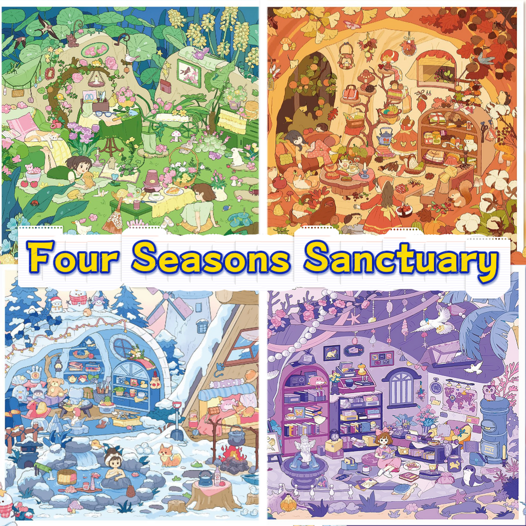 Four Seasons Sanctuary 3D Layered Scene Sticker | 4 Designs Included