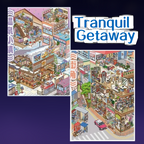 Tranquil Getaway 3D Layered Scene Sticker | 4 Designs Included