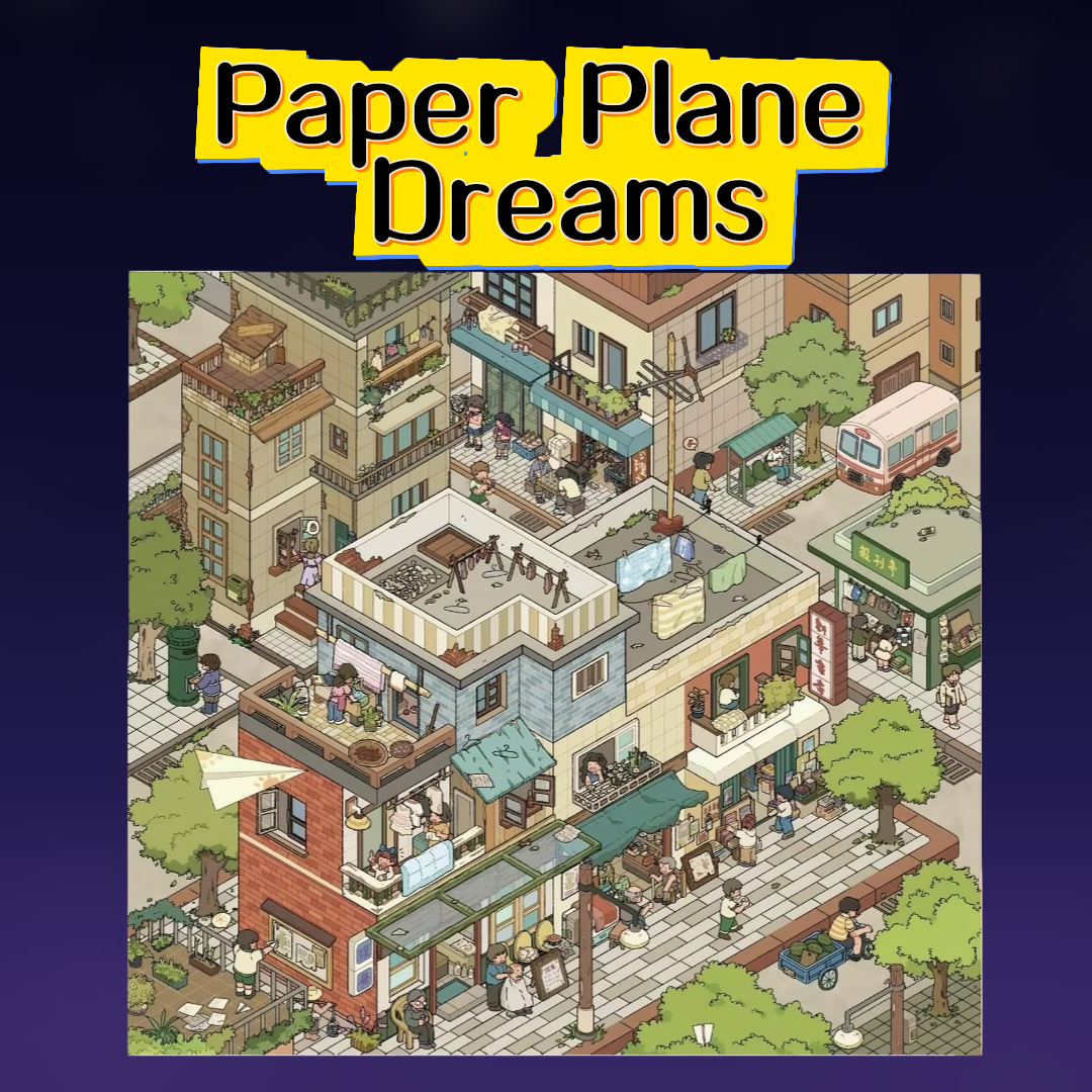Paper Plane Dreams 3D Layered Scene Sticker