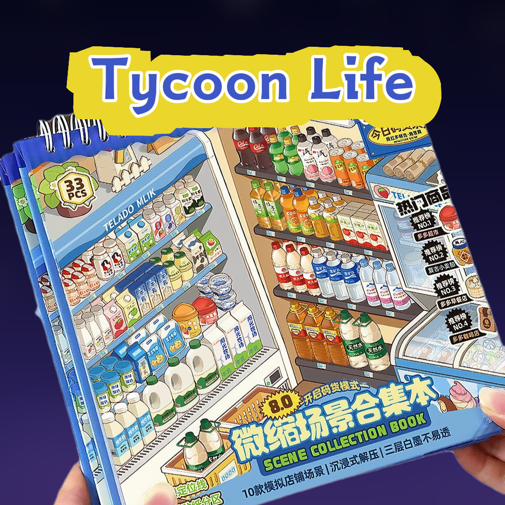 Tycoon Life  |  3D Layered Scene Sticker – 10 Shop Dioramas in One