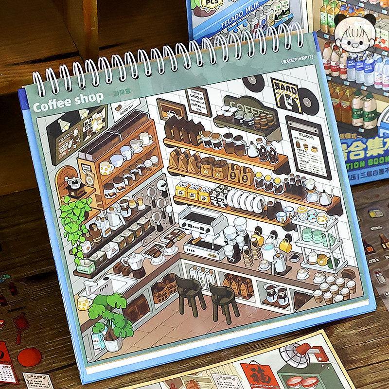 Tycoon Life  |  3D Layered Scene Sticker – 10 Shop Dioramas in One