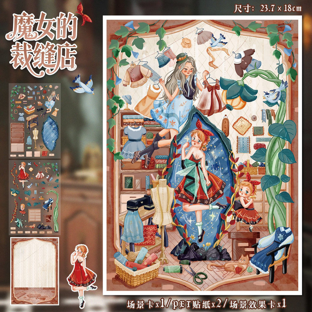 Witch‘s Whimsy 3D Layered Scene Sticker | 3 Designs Included
